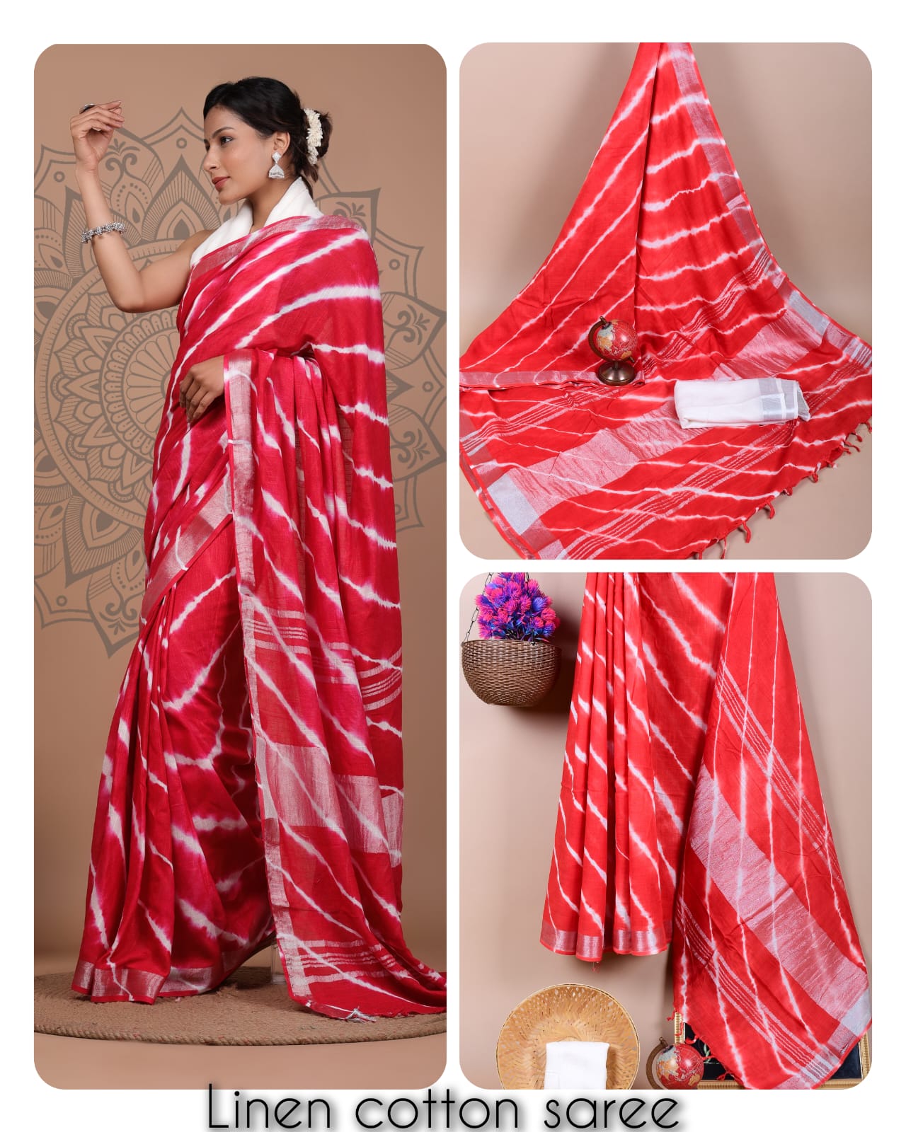 Ajrakh printed saree