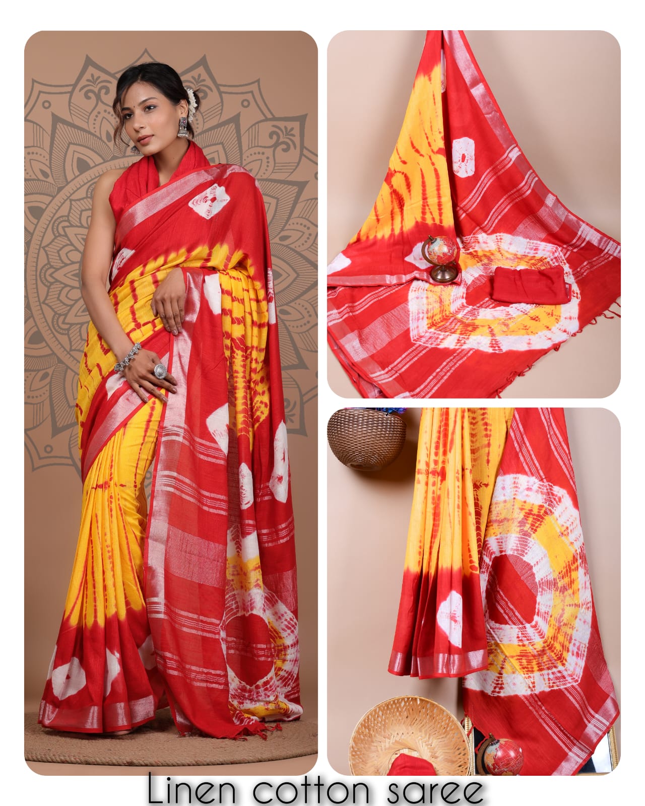 Ajrakh printed saree