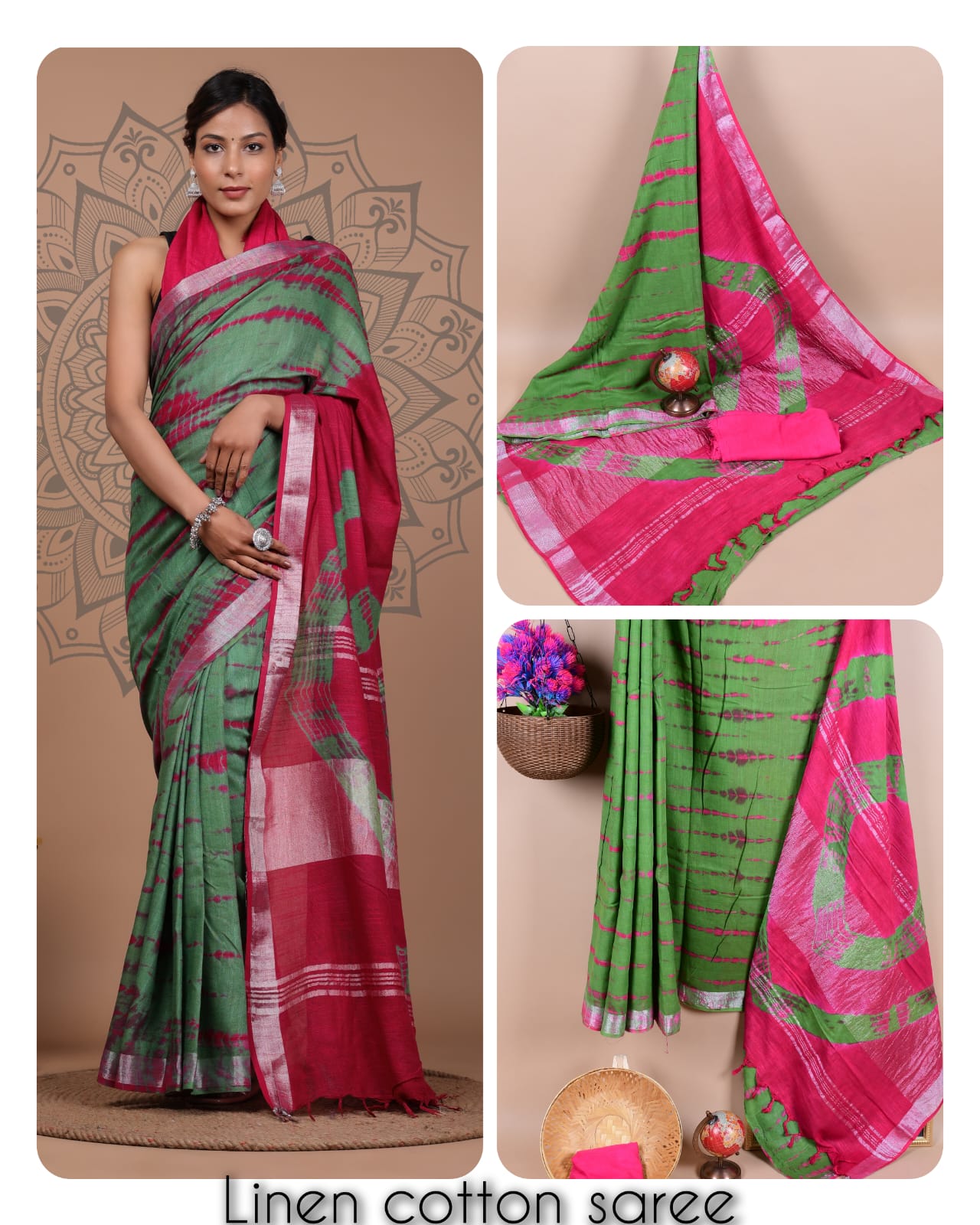 Ajrakh printed saree