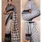 Ajrakh prints kolkata linen cotton saree