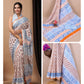 Ajrakh prints kolkata linen cotton saree