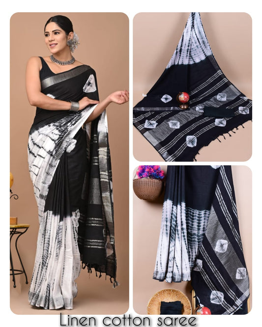 Ajrakh and Light Weight Linen Cotton Saree