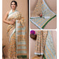 Ajrakh and Light Weight Linen Cotton Saree