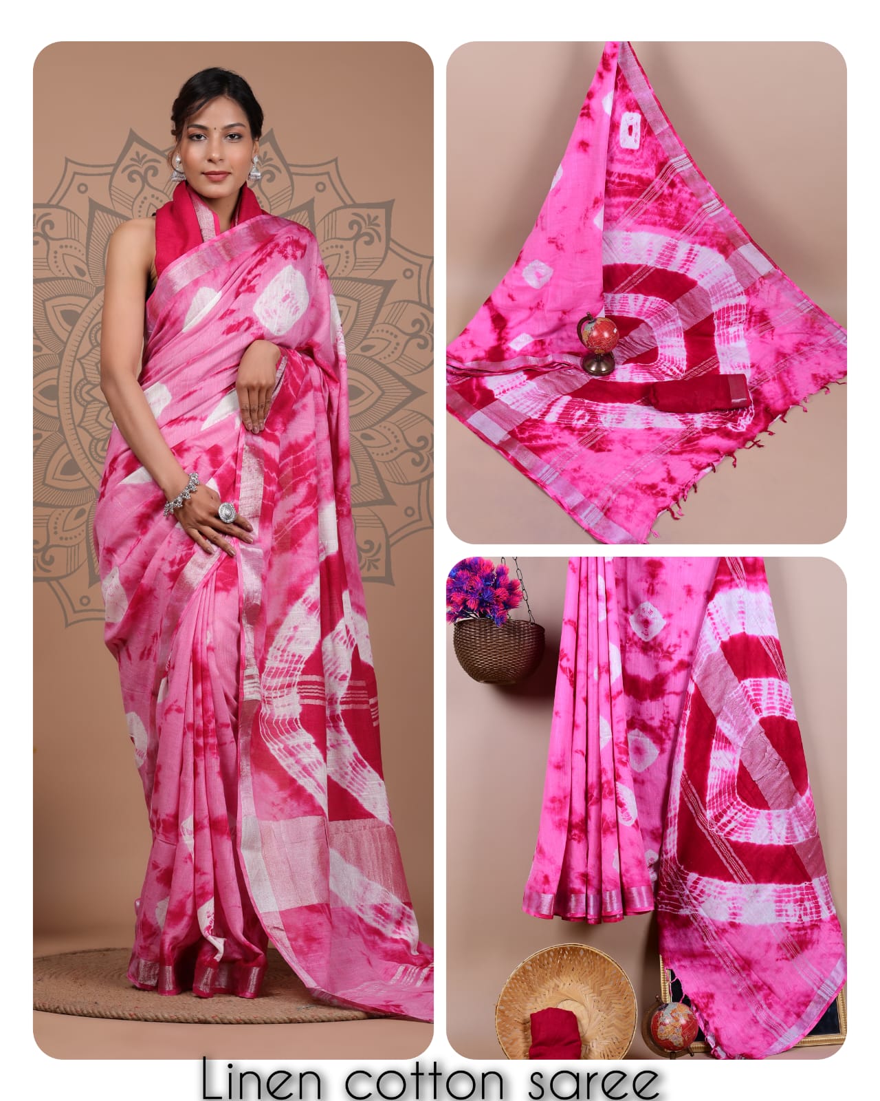 Ajrakh printed saree