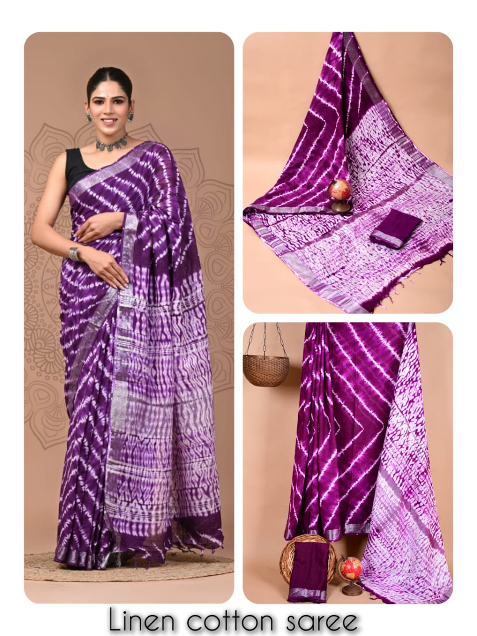 Ajrakh and Light Weight Linen Cotton Saree