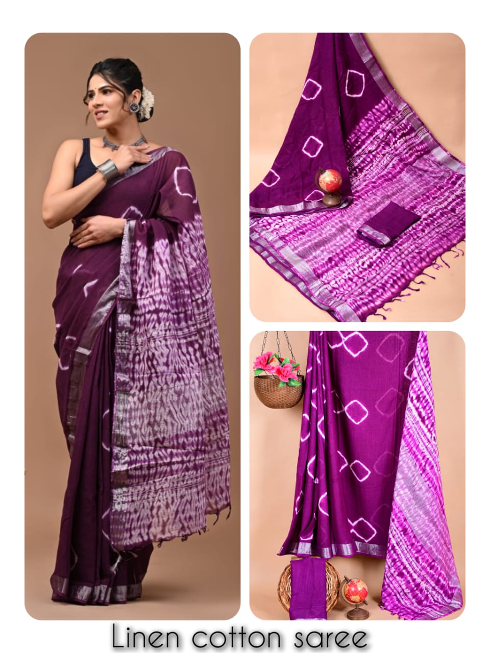 Ajrakh and Light Weight Linen Cotton Saree