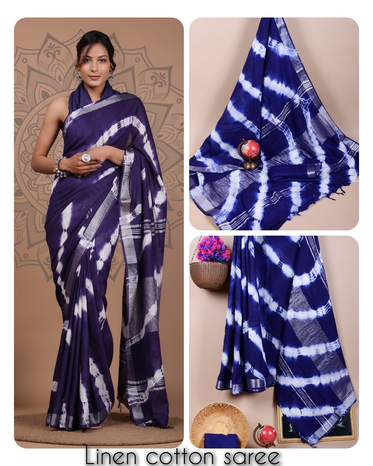 Ajrakh printed saree