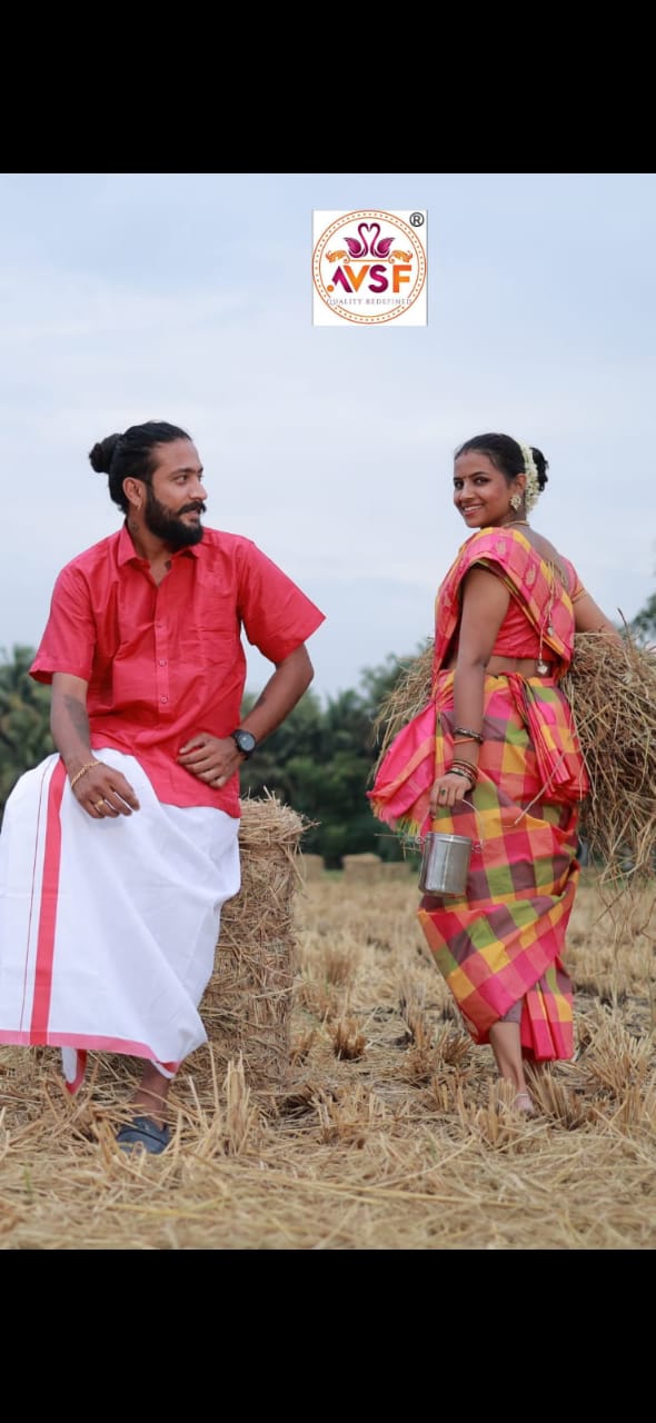 Arani kovai paalum pazhamum checked pattu saree