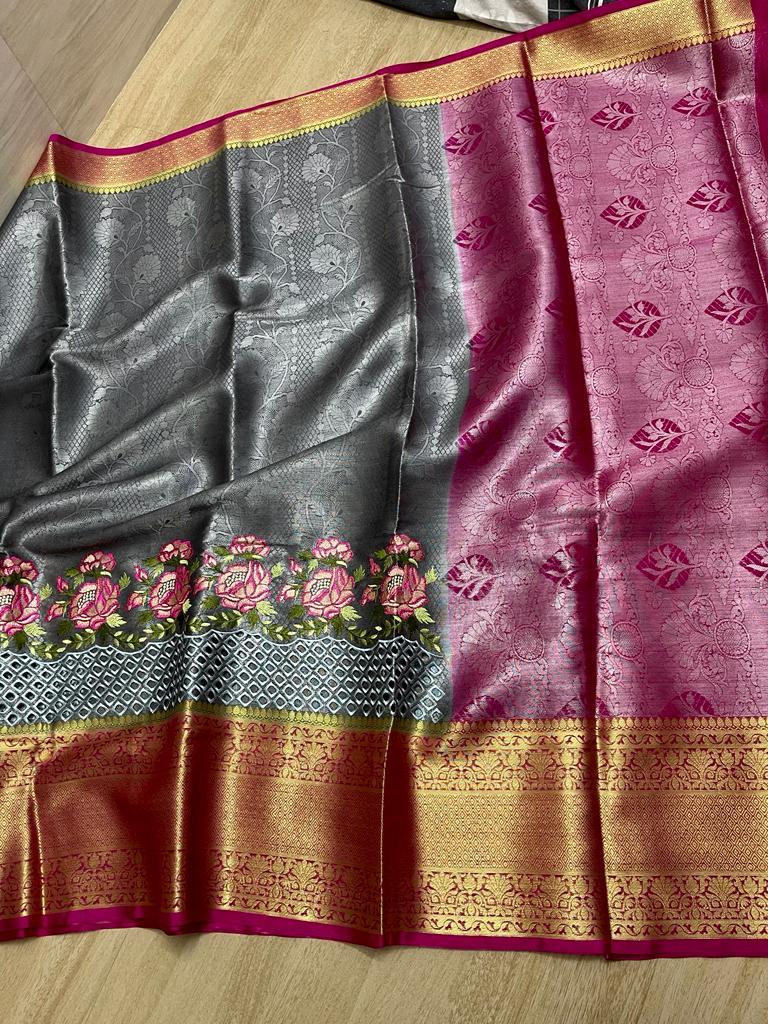 Banarasi Dyable Warm Soft Cutwork Saree
