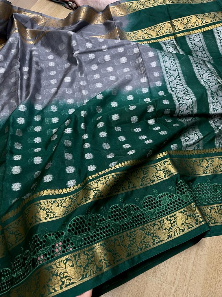 Banarasi Embroidery Work With Cutwork Saree