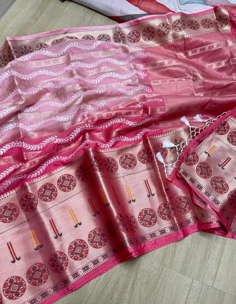 Banarasi Embroidery Work With Cutwork Saree