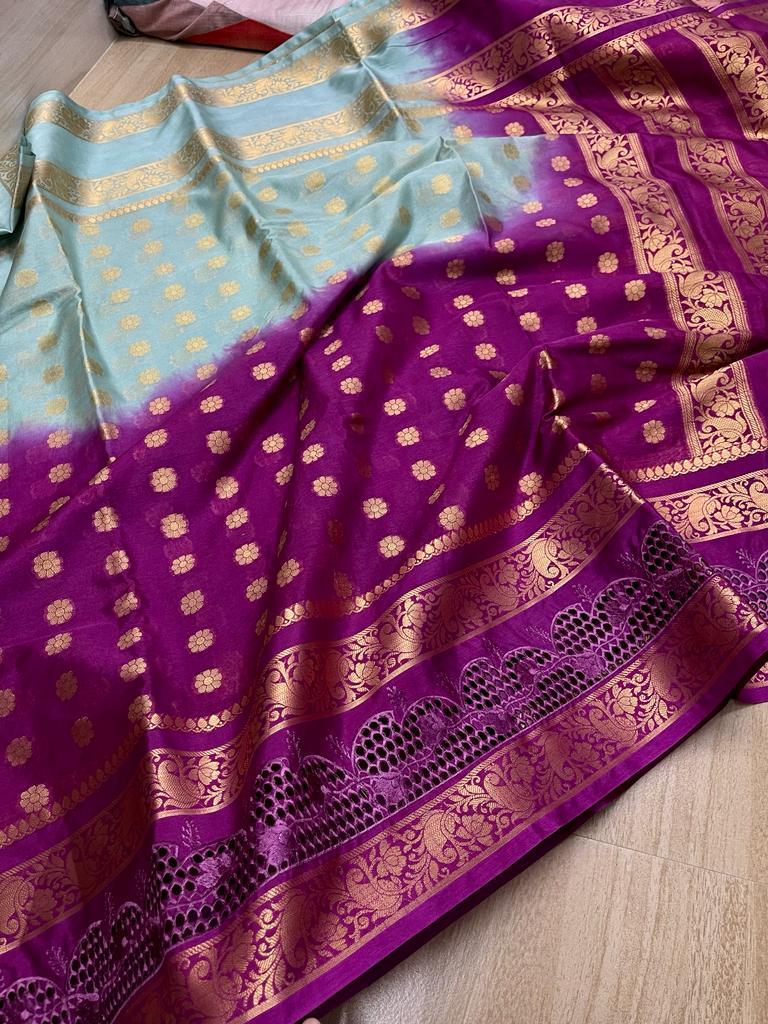 Banarasi Embroidery Work With Cutwork Saree