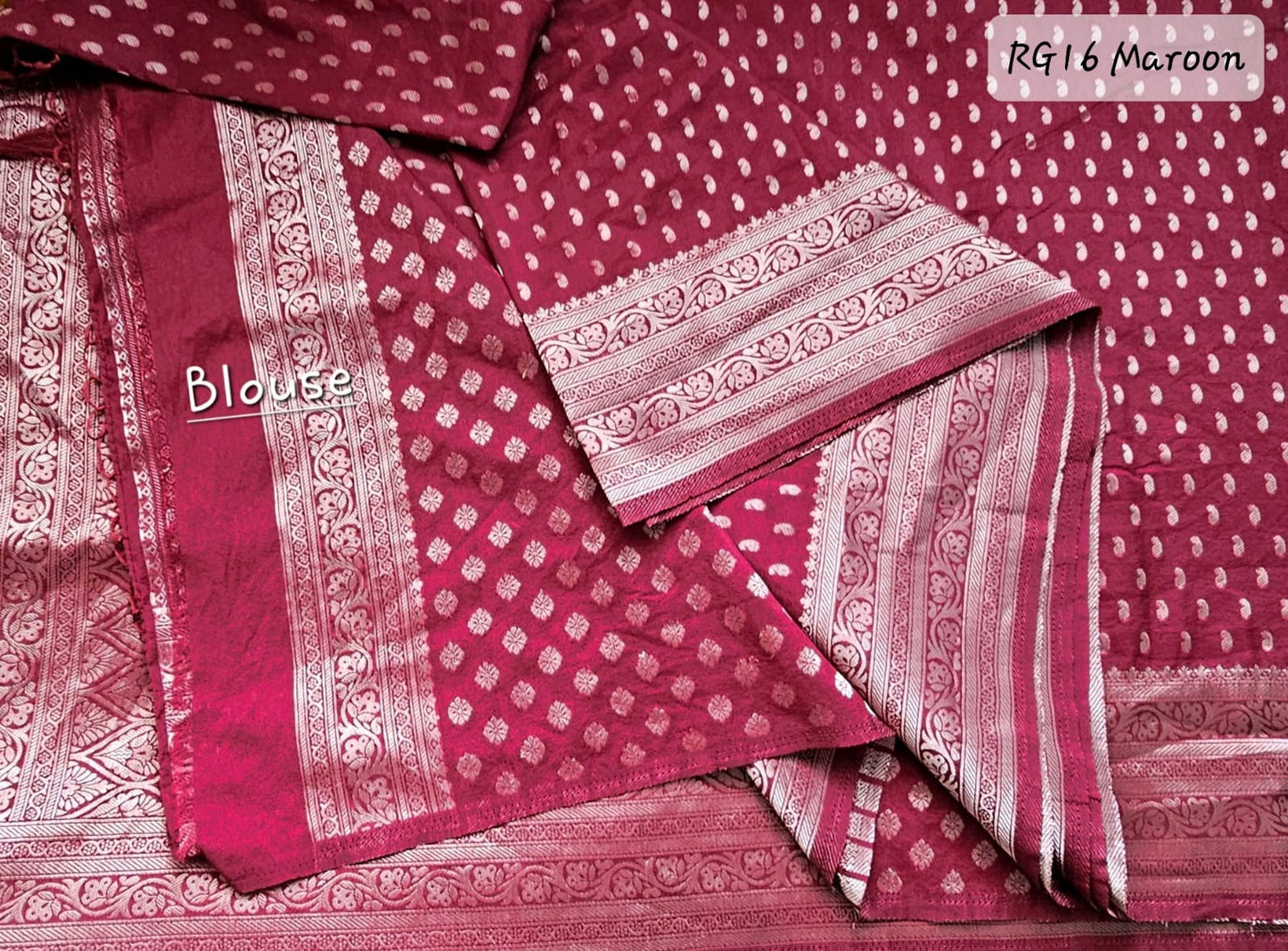 Banarasi Georgette Rasberry Zari Soft Silk Saree