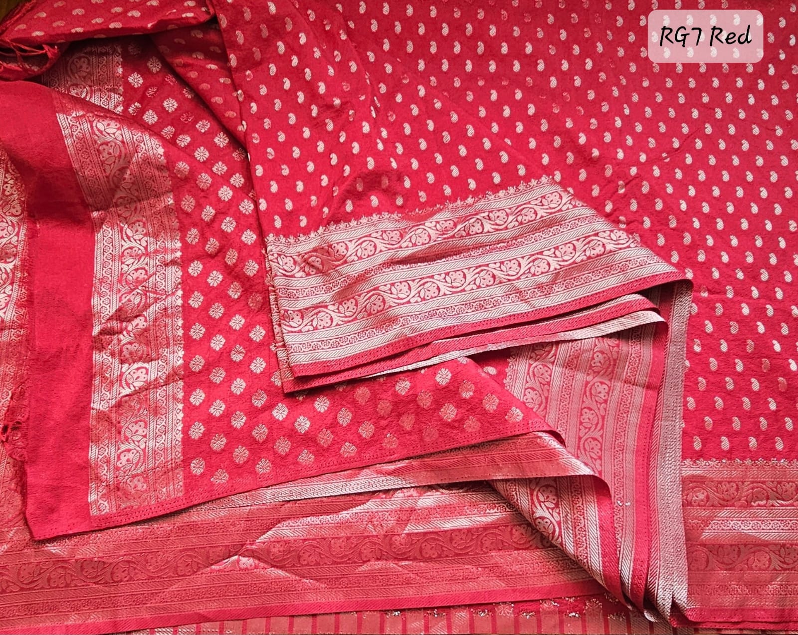 Banarasi Georgette Rasberry Zari Soft Silk Saree