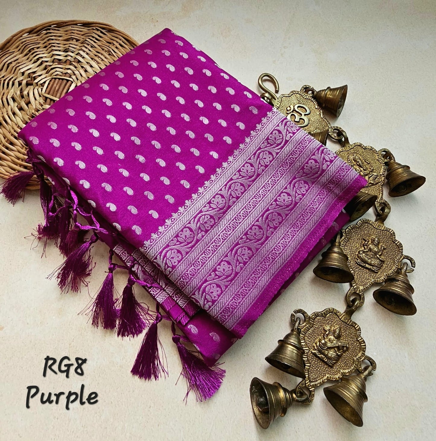 Banarasi Georgette Rasberry Zari Soft Silk Saree