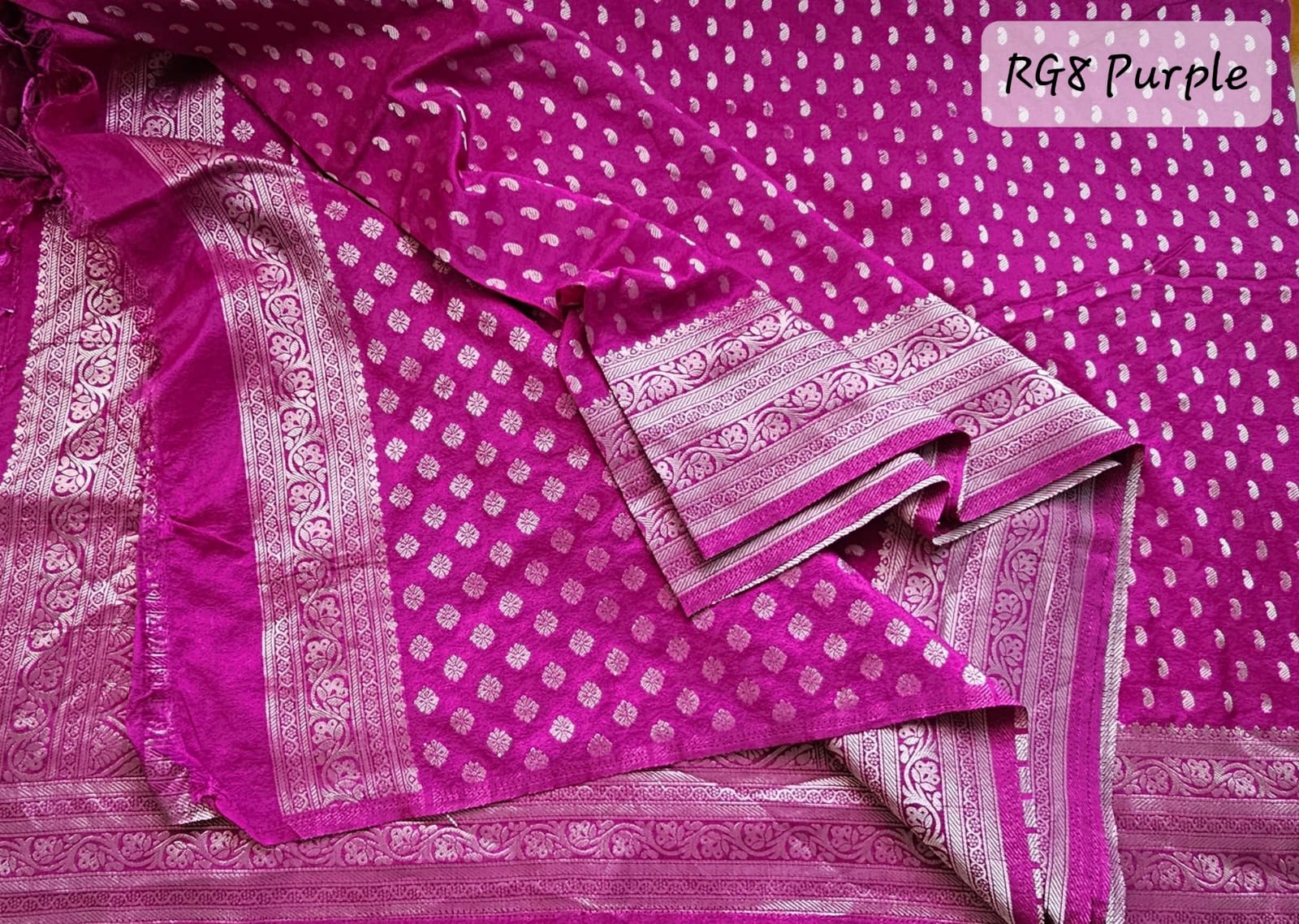 Banarasi Georgette Rasberry Zari Soft Silk Saree