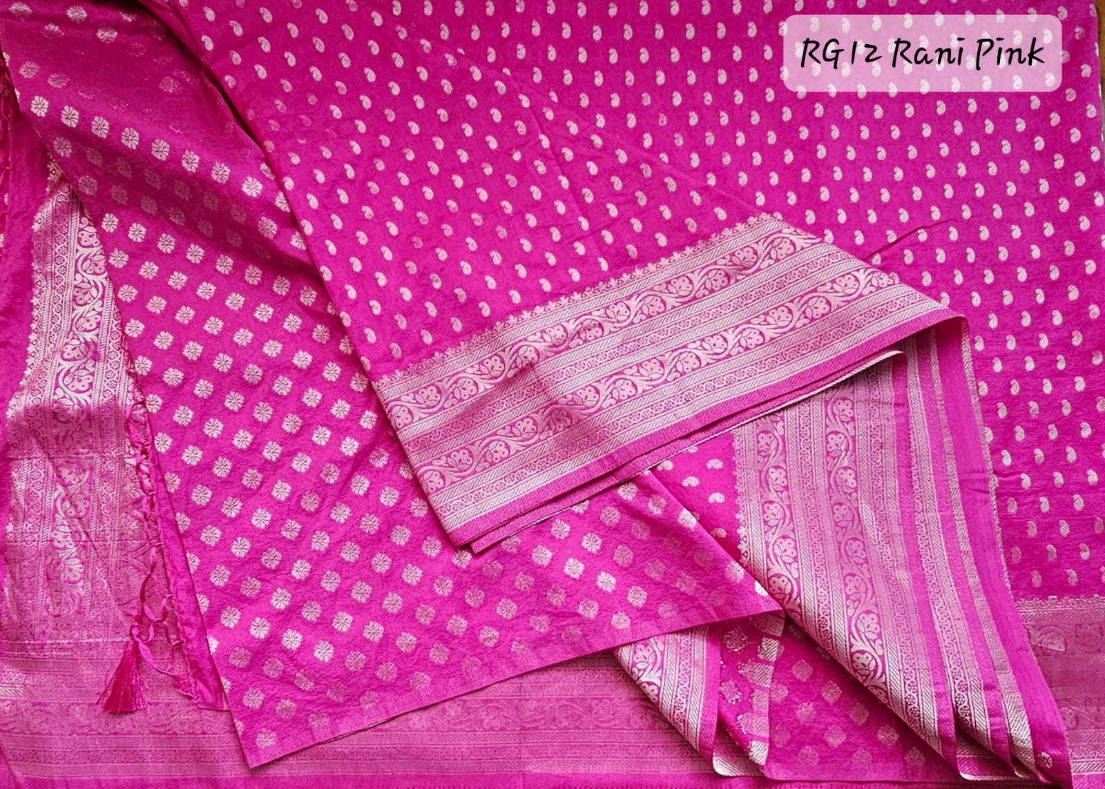 Banarasi Georgette Rasberry Zari Soft Silk Saree