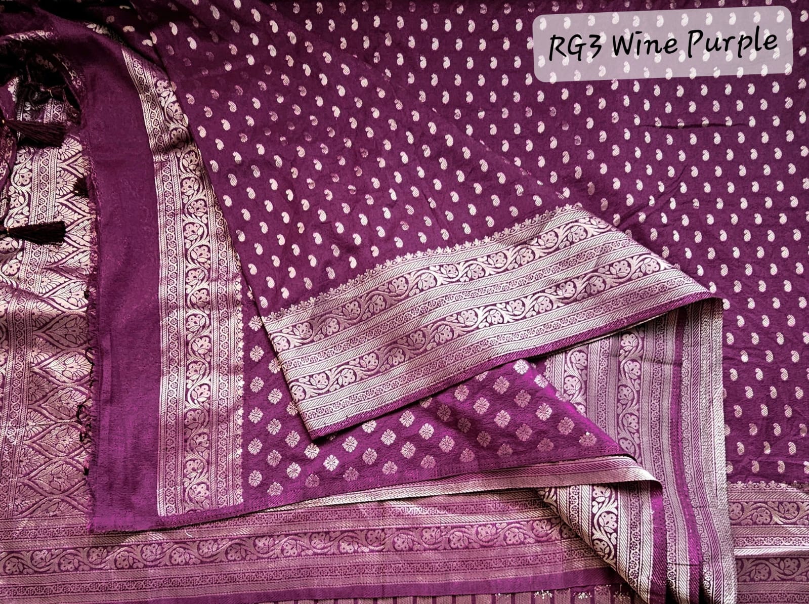 Banarasi Georgette Rasberry Zari Soft Silk Saree