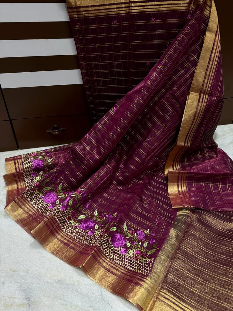 Peach Banarasi Organza Kora Silk Saree - Luxurionworld – Luxurion World