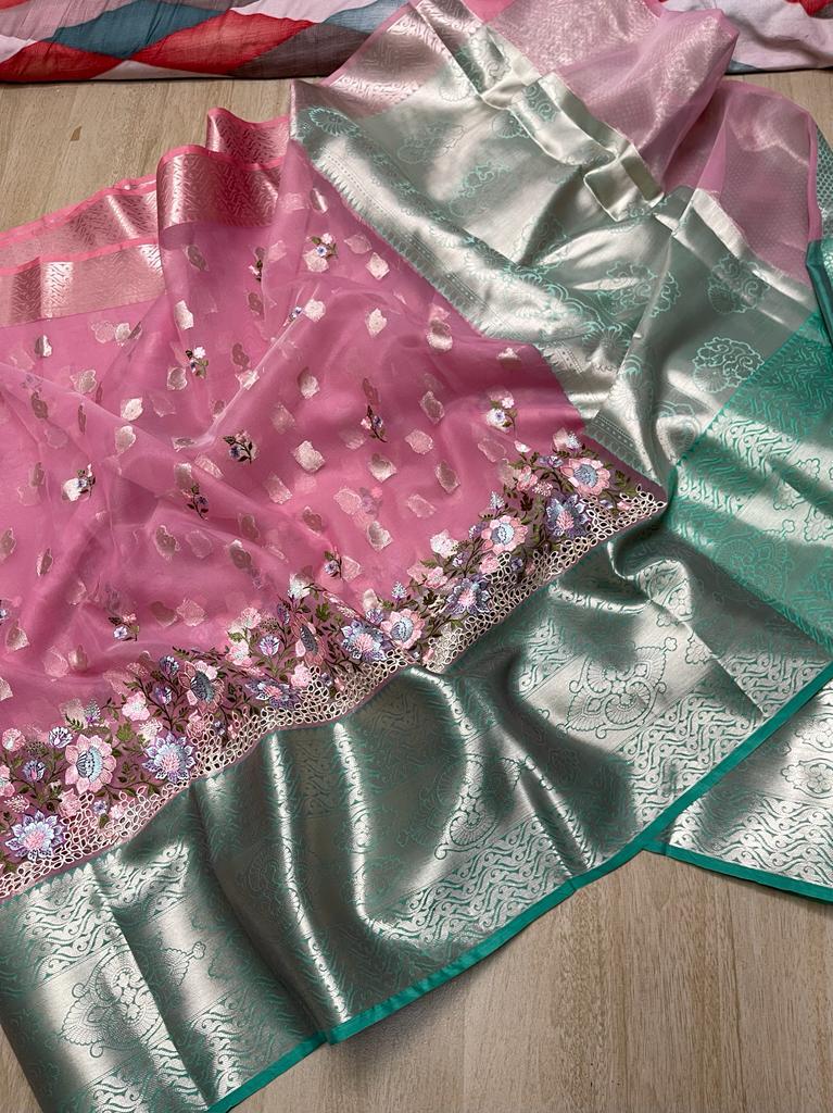 Banarasi Kora Organza Butti Saree