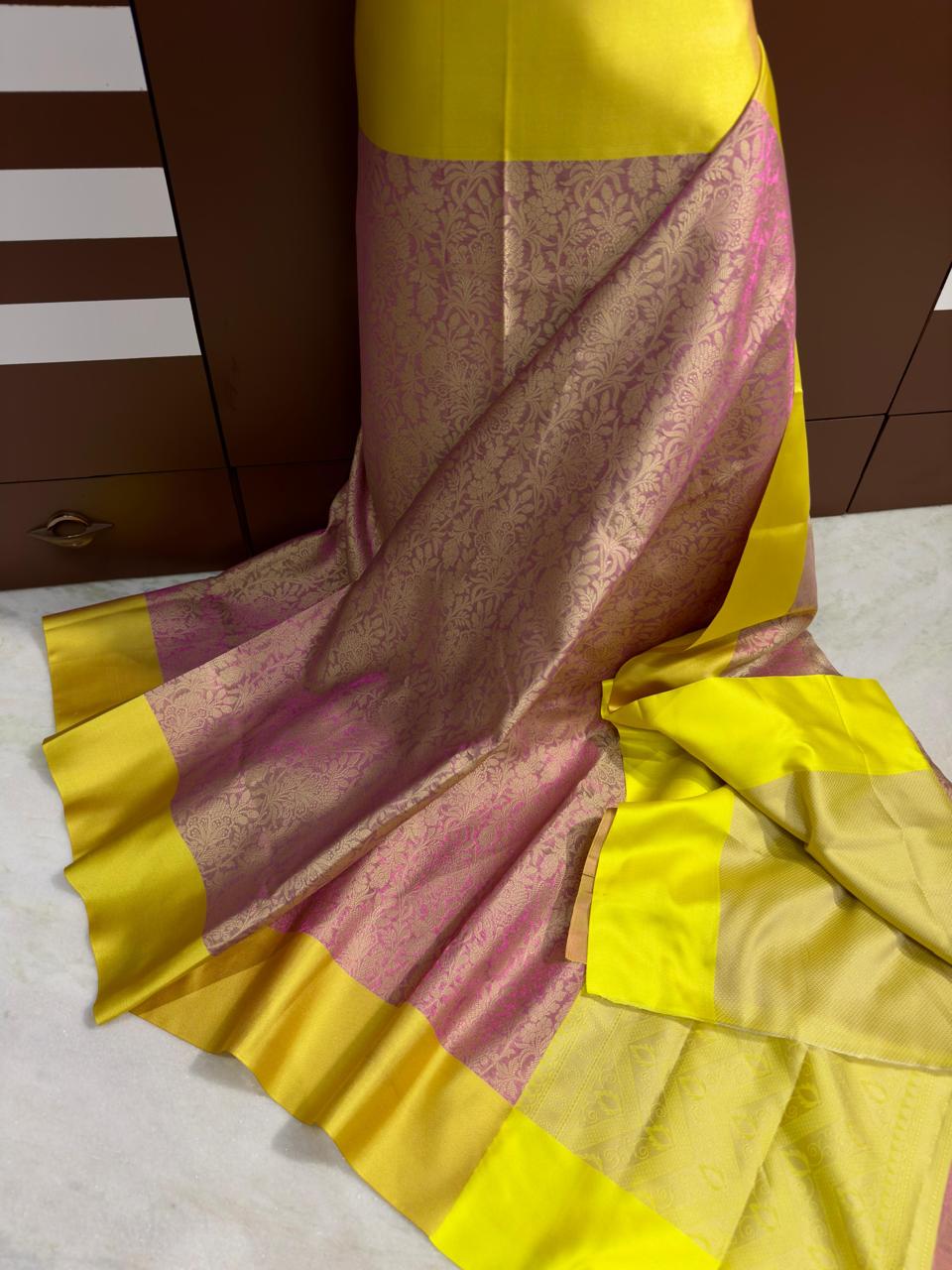 Banarasi Saree With Mushroom Silk Border