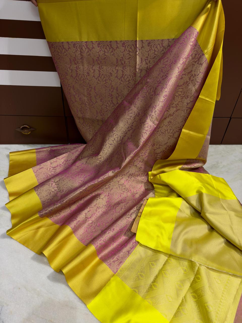 Banarasi Saree With Mushroom Silk Border