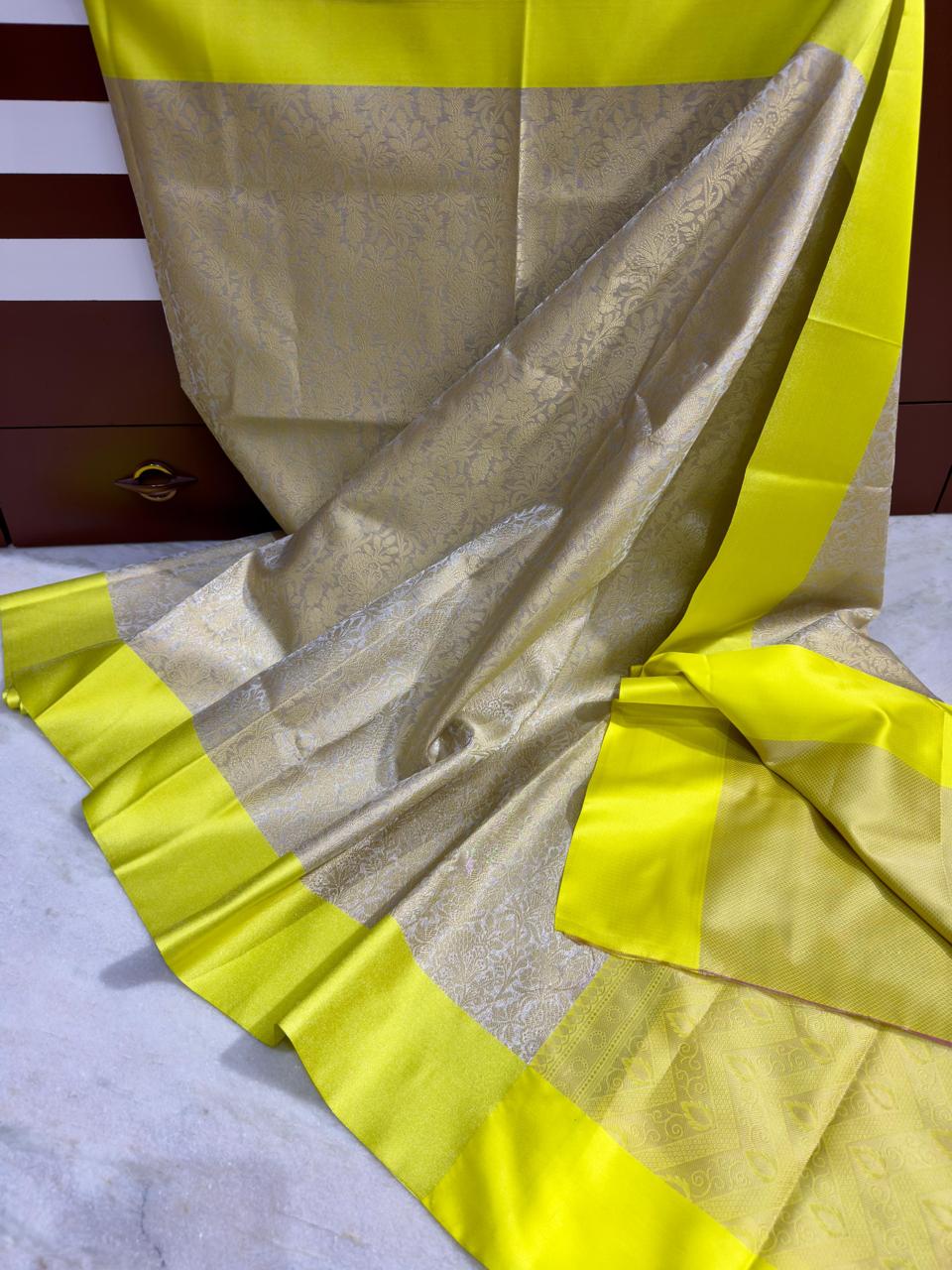 Banarasi Saree With Mushroom Silk Border