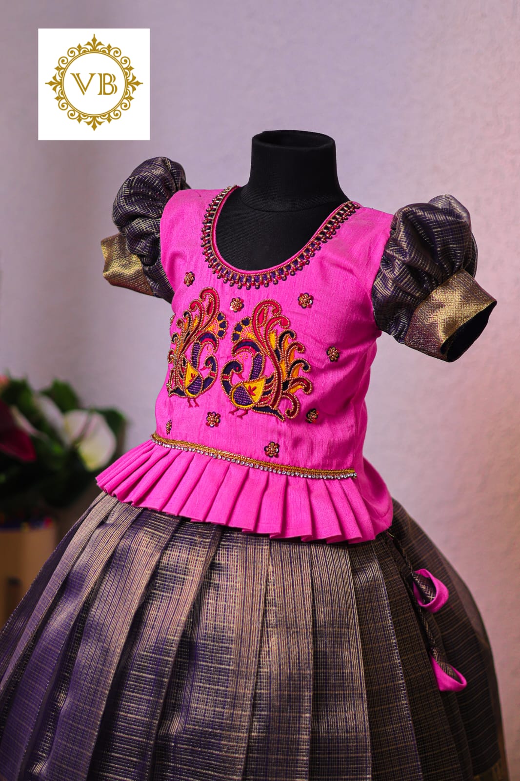 0 - 14 years banarasi tissue kids skirt and top