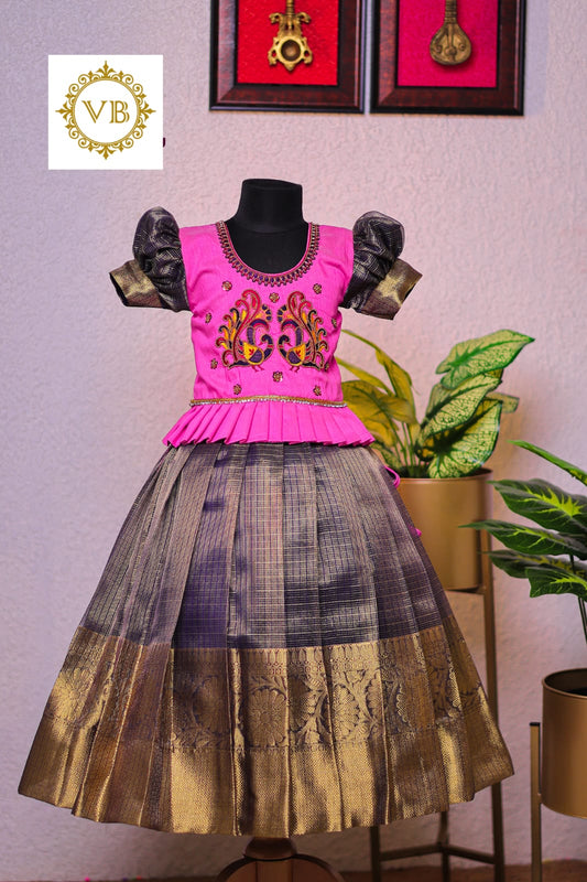 0 - 14 years banarasi tissue kids skirt and top