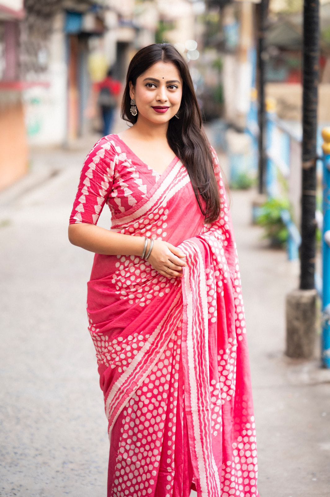 Batik Printed Chanderi Cotton Saree