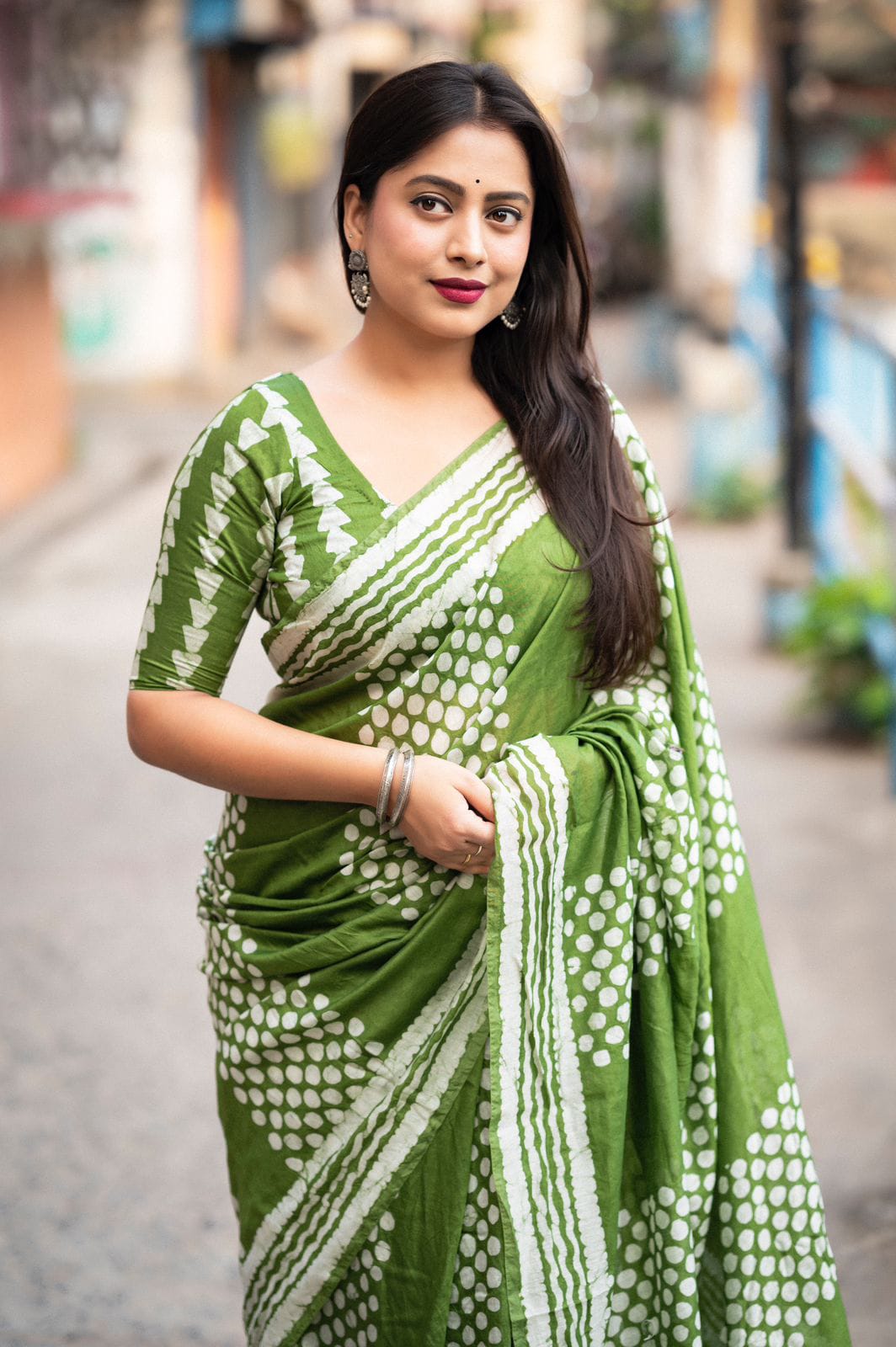 Batik Printed Chanderi Cotton Saree