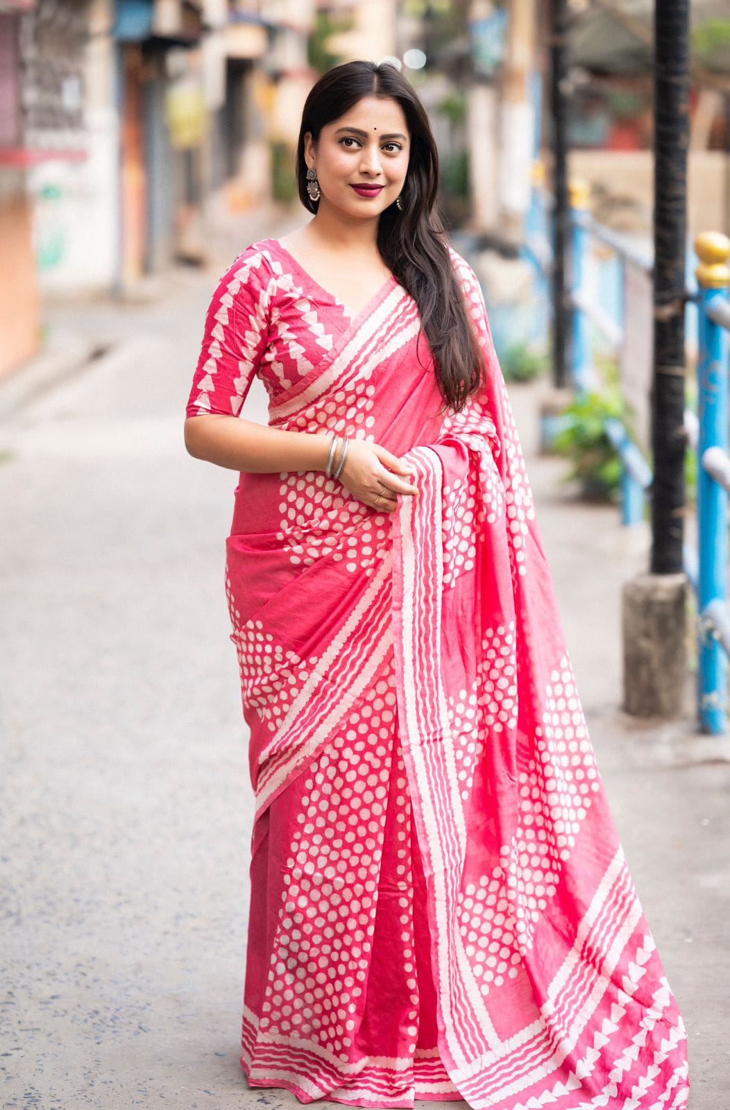 Batik Printed Chanderi Cotton Saree