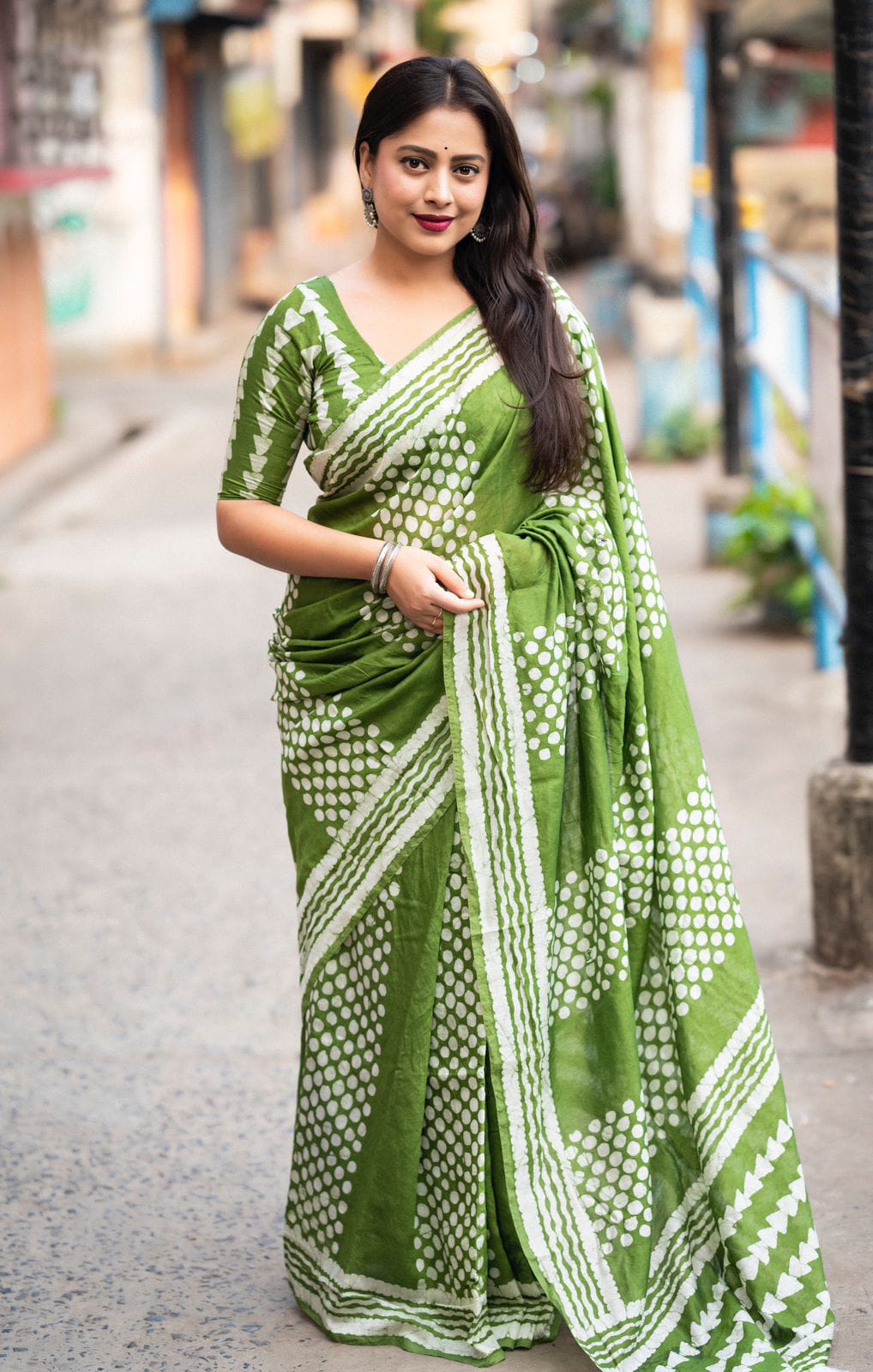 Batik Printed Chanderi Cotton Saree