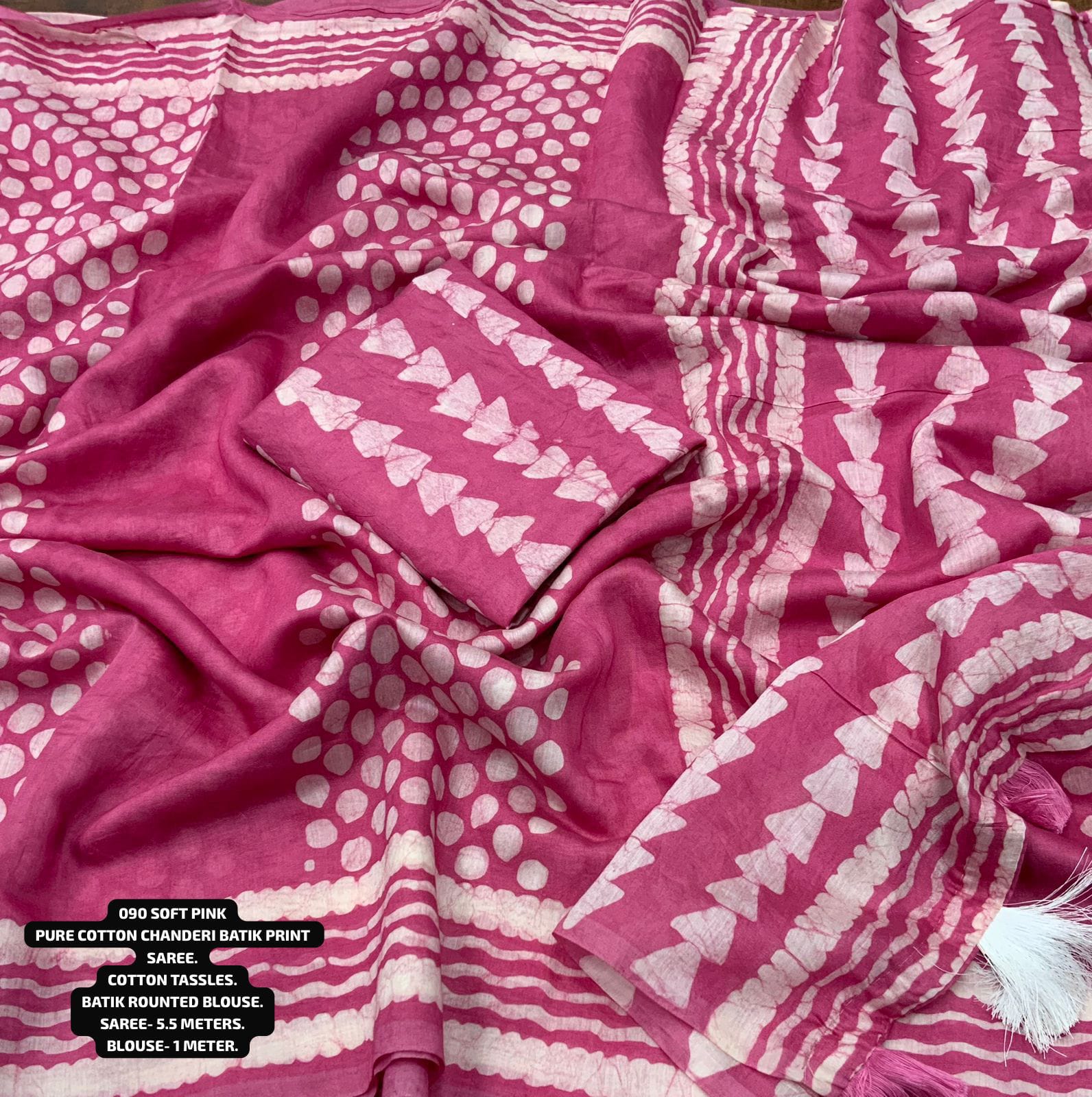 Batik Printed Chanderi Cotton Saree