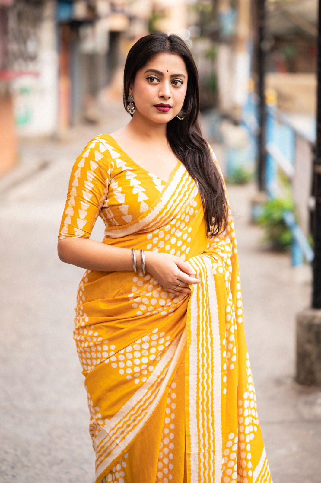 Chanderi Cotton Batik Printed Saree