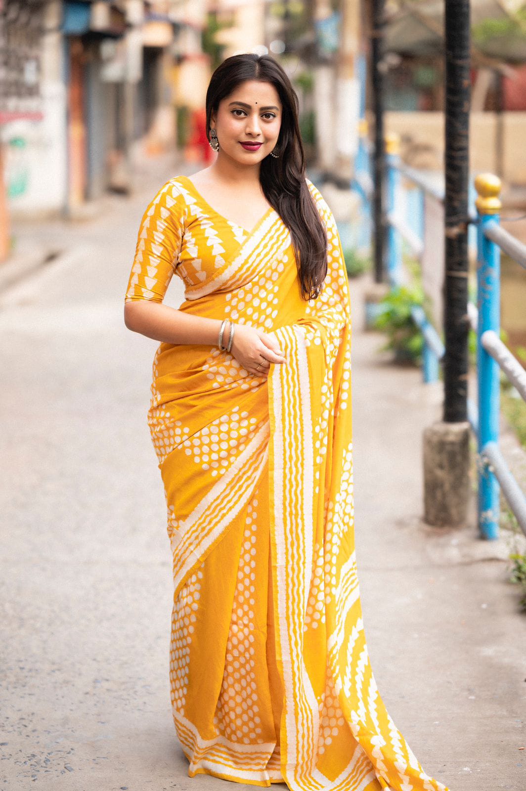 Chanderi Cotton Batik Printed Saree