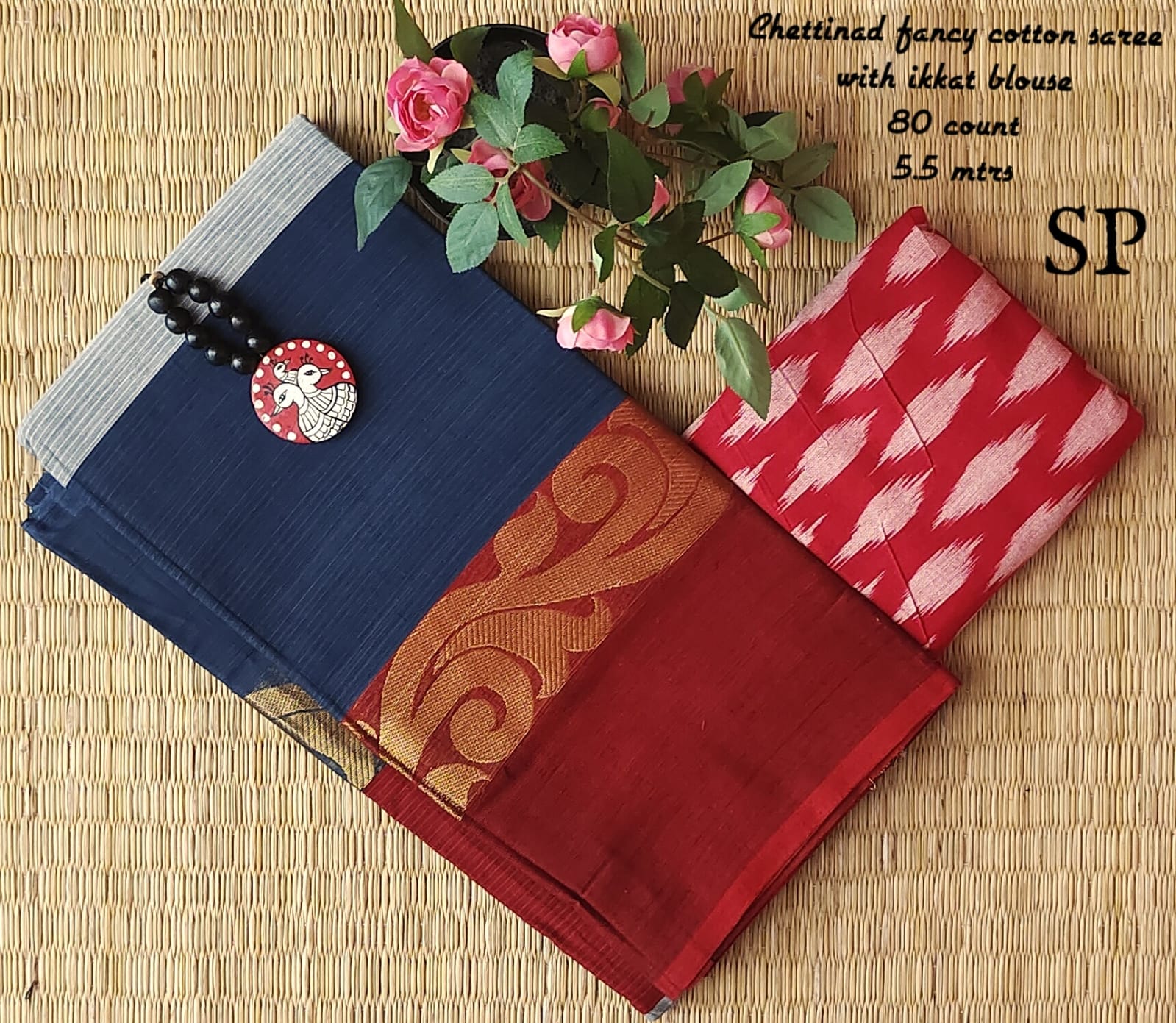 80 count Chettinad fancy cotton sarees with running blouse