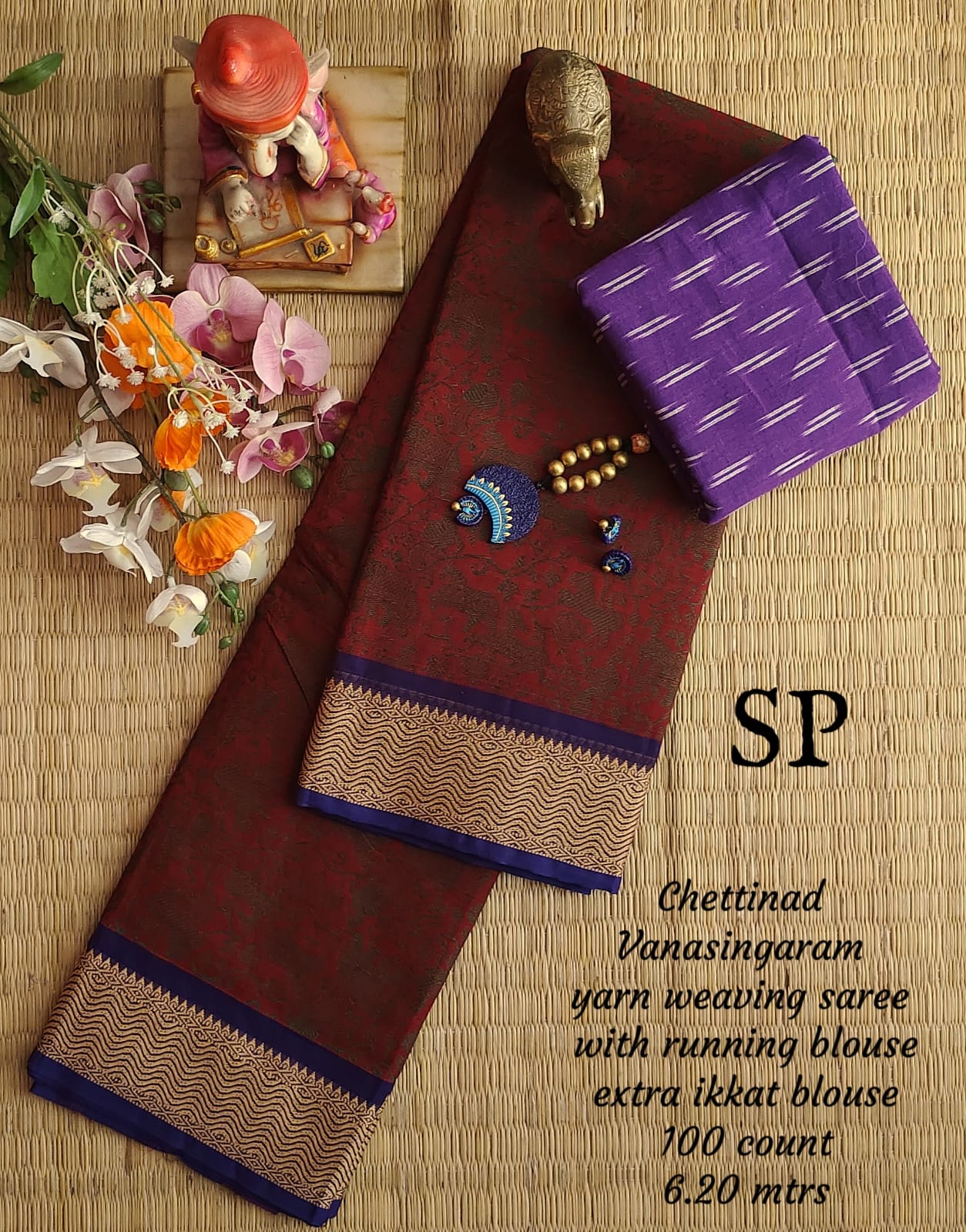 Pure chettinad 100 count yarn weaving vanasingaram saree
