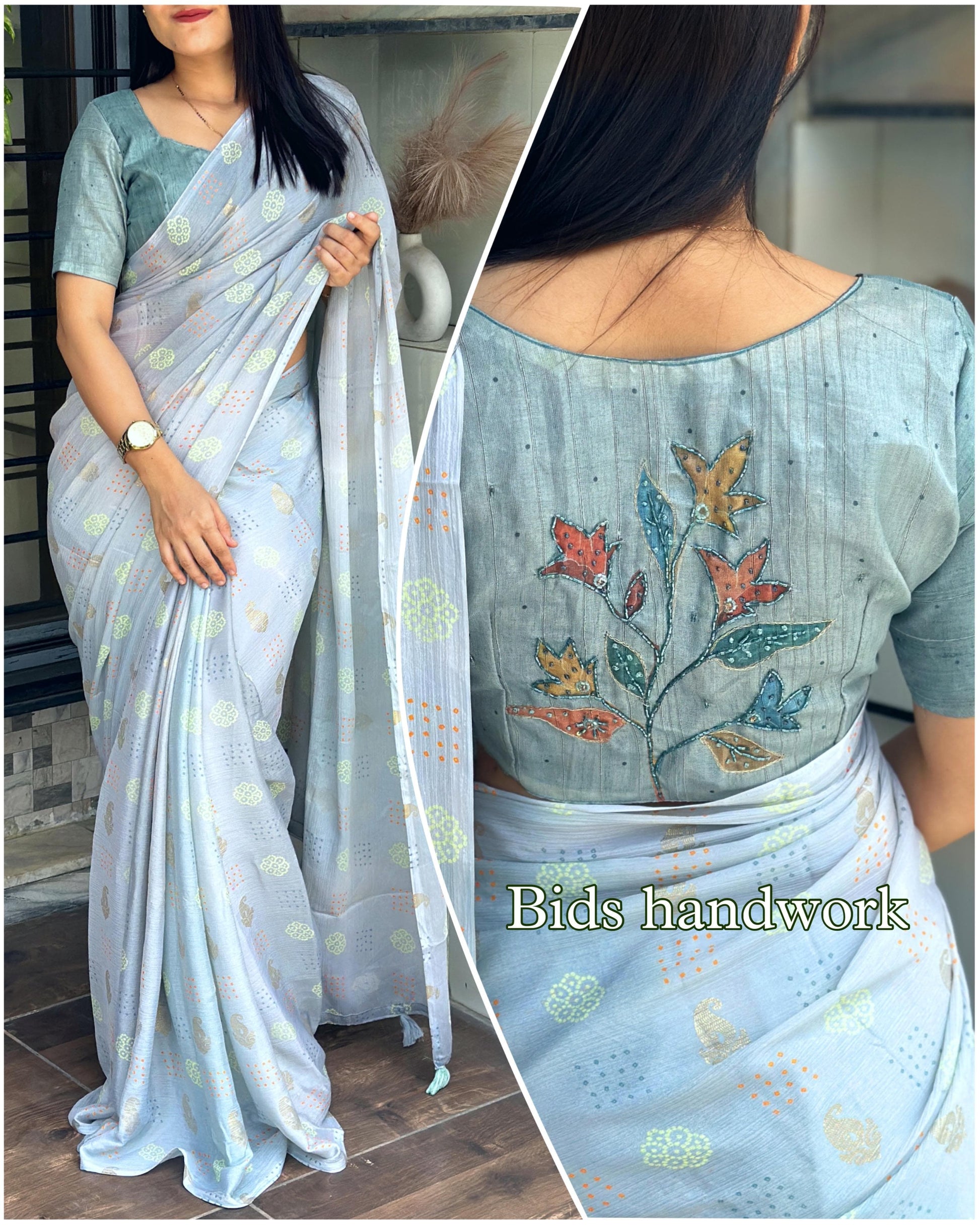 Chinon silk light weight saree