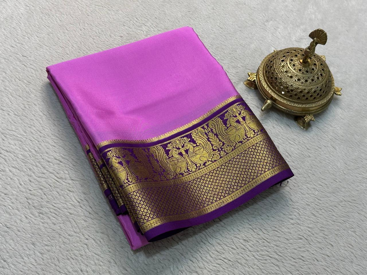 Contrast color pure mysore silk saree