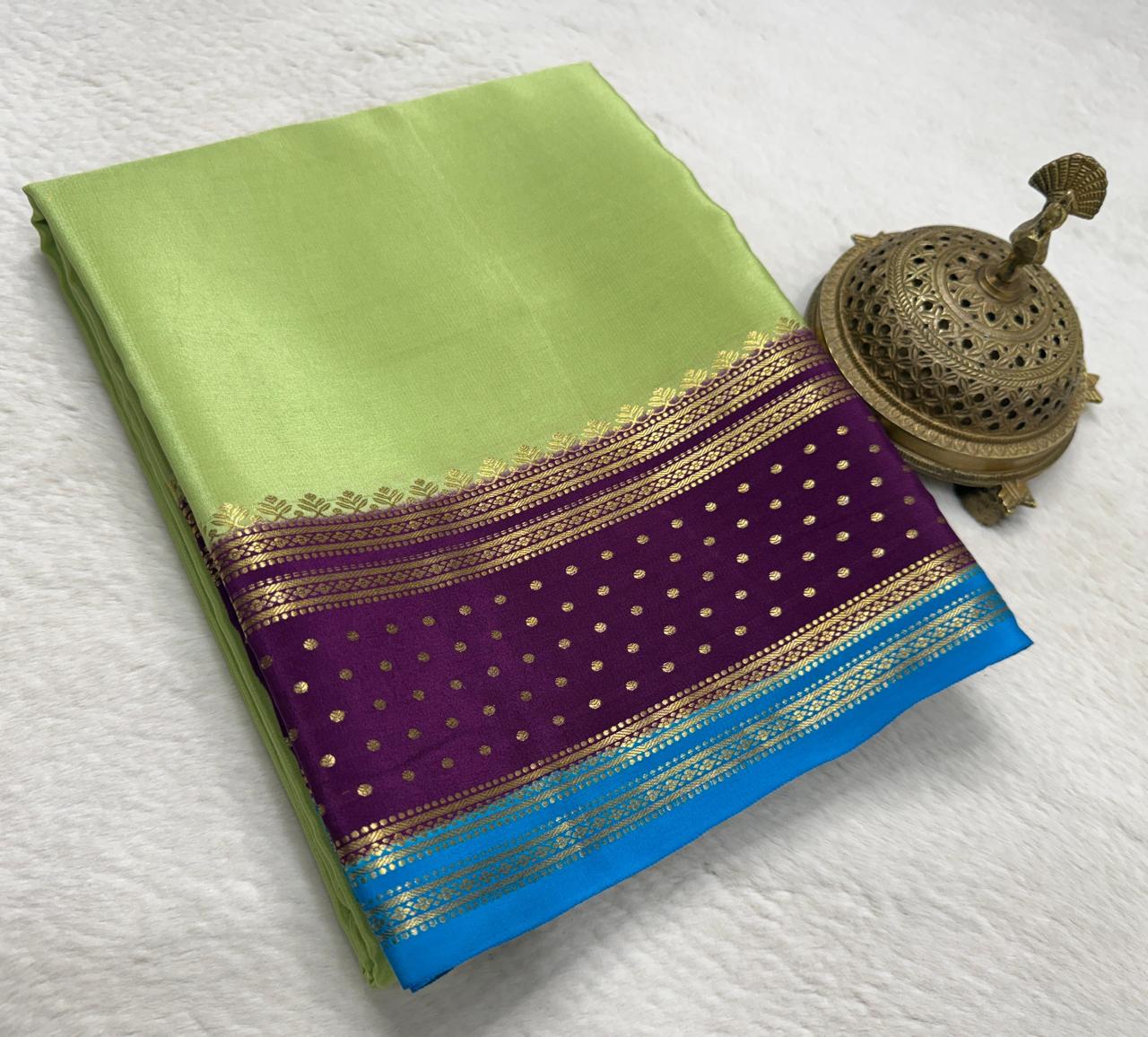 Contrast color pure mysore silk saree