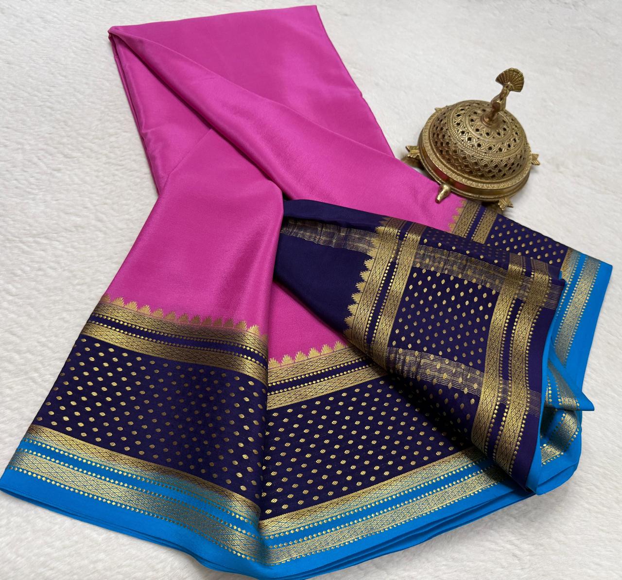 Contrast color pure mysore silk saree