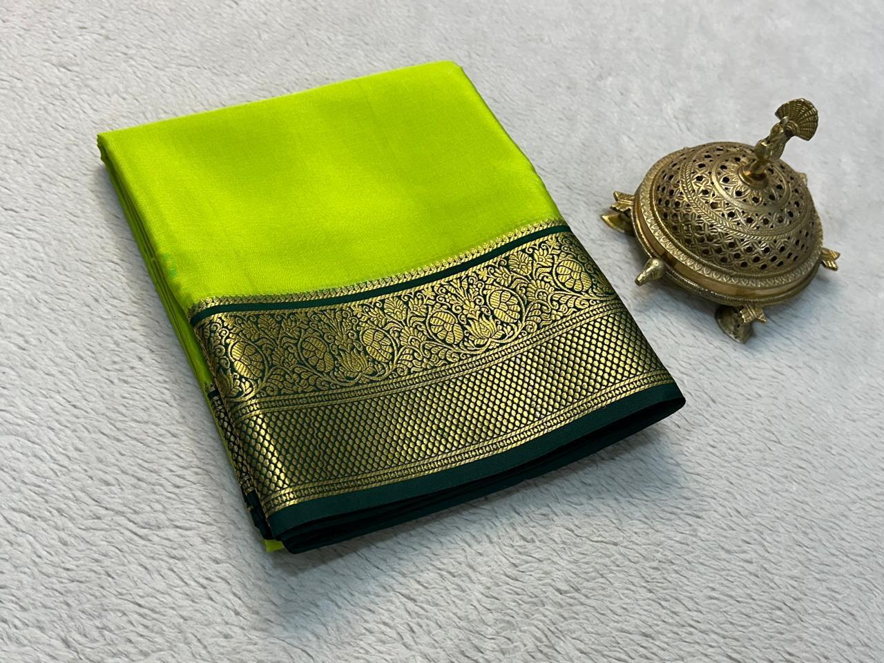Contrast color pure mysore silk saree