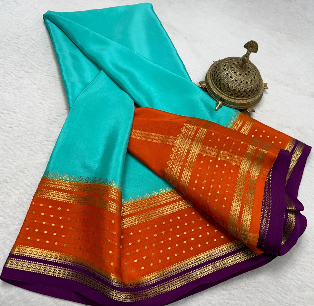 Contrast color pure mysore silk saree