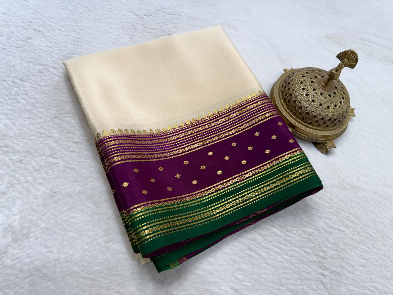 Contrast color pure mysore silk saree