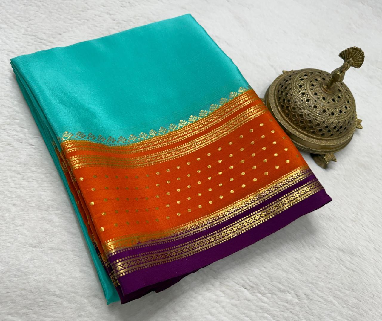 Contrast color pure mysore silk saree