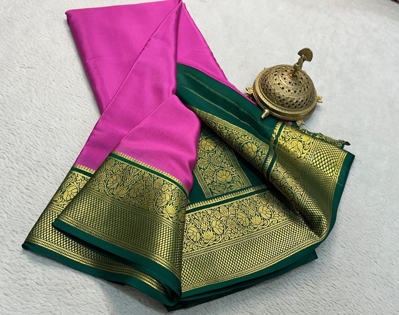 Contrast color pure mysore silk saree