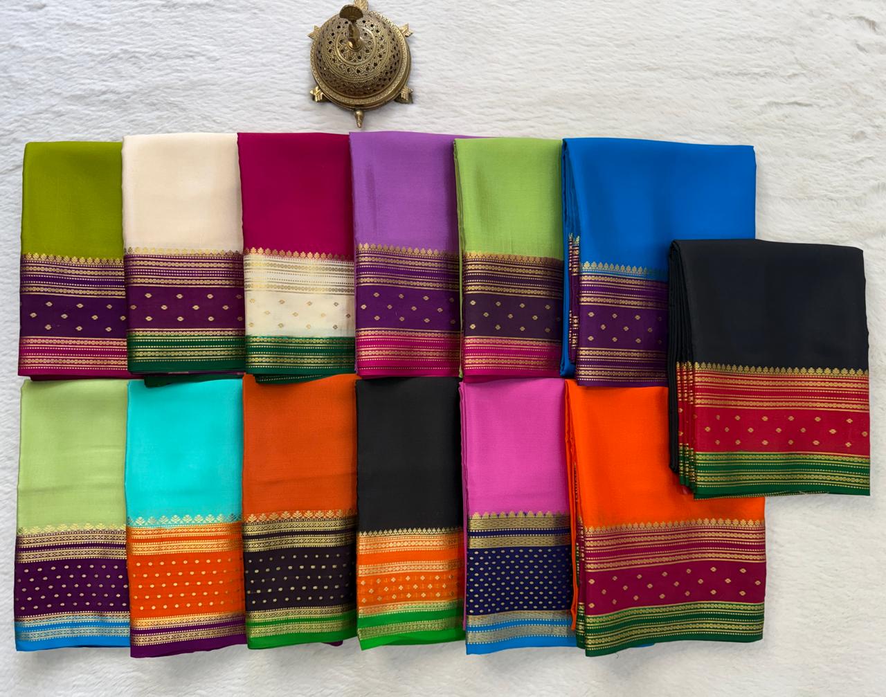 Contrast color pure mysore silk saree