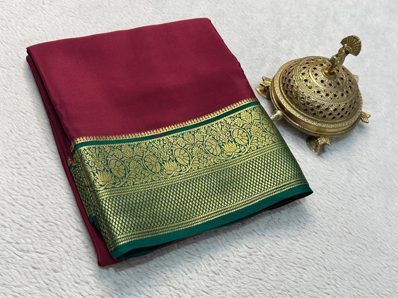 Contrast color pure mysore silk saree