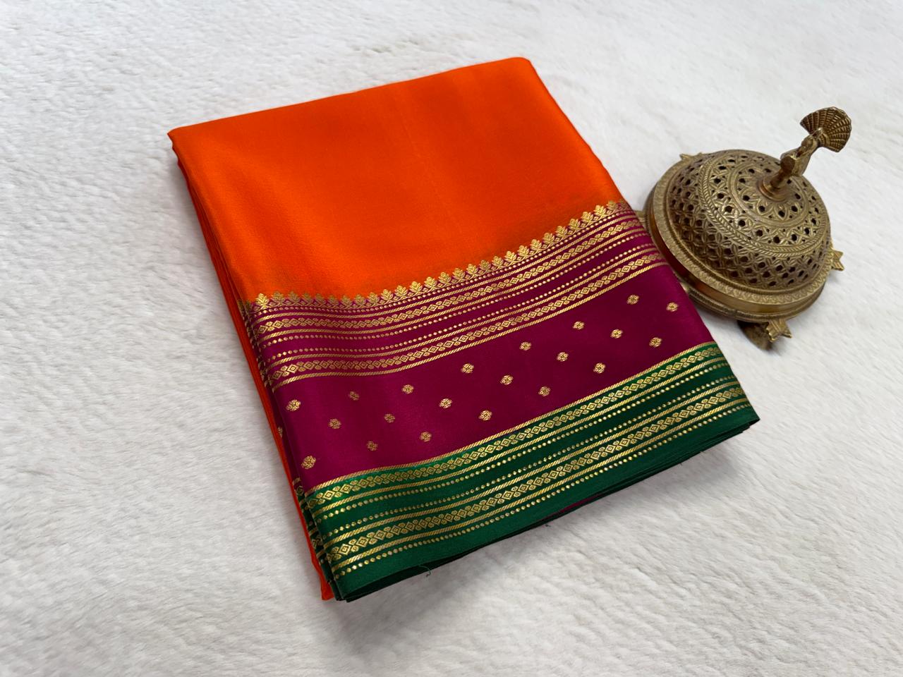 Contrast color pure mysore silk saree